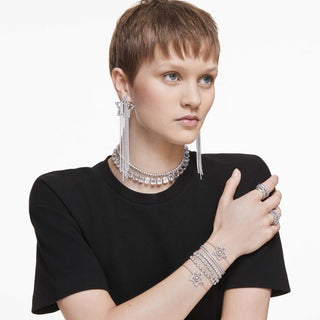 Imber Emily Tennis bracelet, Round cut, White, Rhodium plated