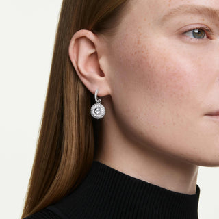 Sublima drop earrings, Round cut, White, Rhodium plated