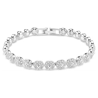 Una Angelic Tennis bracelet, Round cut, Small, White, Rhodium plated