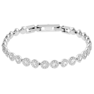Una Angelic Tennis bracelet, Round cut, Small, White, Rhodium plated