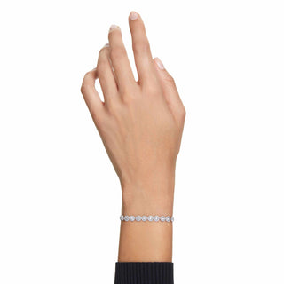 Una Angelic Tennis bracelet, Round cut, Small, White, Rhodium plated
