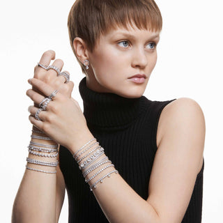 Una Angelic Tennis bracelet, Round cut, Small, White, Rhodium plated