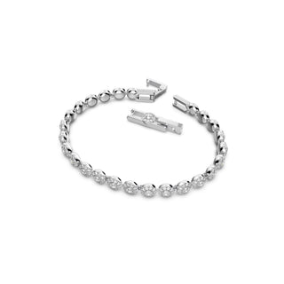 Una Angelic Tennis bracelet, Round cut, Small, White, Rhodium plated