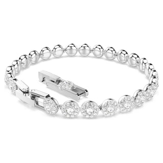 Una Angelic Tennis bracelet, Round cut, Small, White, Rhodium plated