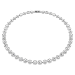 Una Angelic Tennis necklace, Round cut, White, Rhodium plated