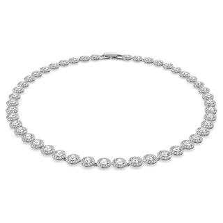 Una Angelic Tennis necklace, Round cut, White, Rhodium plated