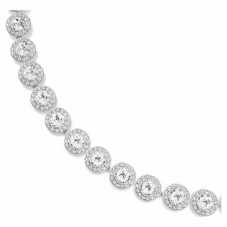 Una Angelic Tennis necklace, Round cut, White, Rhodium plated