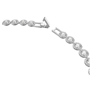 Una Angelic Tennis necklace, Round cut, White, Rhodium plated