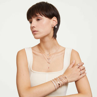 Dextera bangle, White, Rose gold-tone finish