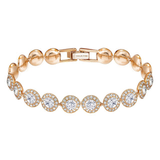 Una Angelic Tennis bracelet, Round cut, Pavé, Medium, White, Rose gold-tone plated