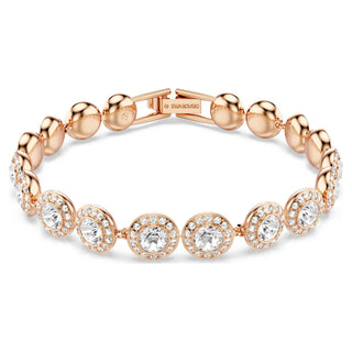 Una Angelic Tennis bracelet, Round cut, Pavé, Medium, White, Rose gold-tone plated
