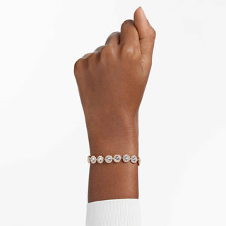 Una Angelic Tennis bracelet, Round cut, Pavé, Medium, White, Rose gold-tone plated
