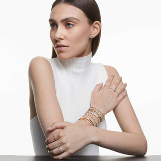 Una Angelic Tennis bracelet, Round cut, Pavé, Medium, White, Rose gold-tone plated
