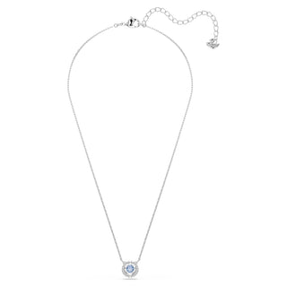 Una necklace, Round cut, Blue, Rhodium plated