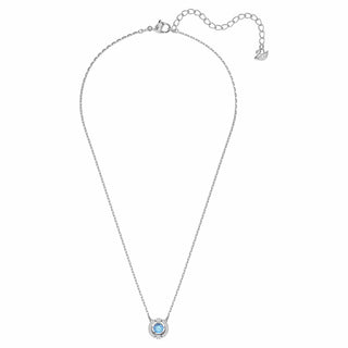 Una necklace, Round cut, Blue, Rhodium plated