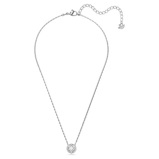 Una necklace, Round cut, White, Rhodium plated