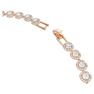 Una Angelic Tennis necklace, Round cut, White, Rose gold-tone plated