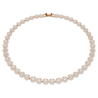 Una Angelic Tennis necklace, Round cut, White, Rose gold-tone plated