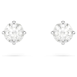 Stilla Attract stud earrings, Round cut, White, Rhodium plated