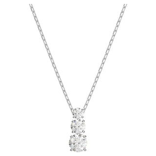 Stilla Attract pendant, Round cut, White, Rhodium plated