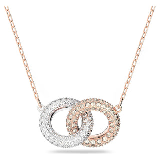 Dextera necklace, Intertwined circles, White, Rose gold-tone plated