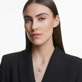Dextera necklace, Intertwined circles, White, Rose gold-tone plated
