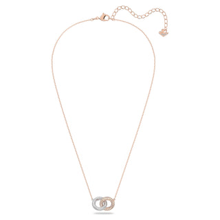 Dextera necklace, Intertwined circles, White, Rose gold-tone plated