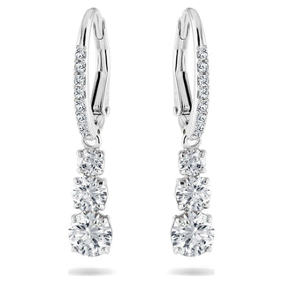 Stilla Attract hoop earrings, Round cut, White, Rhodium plated