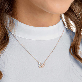 Swan necklace, Swan, Pink, 18K rose gold finish