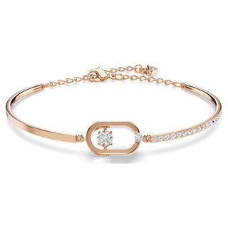 Una bracelet, Round cut, Oval shape, White, Rose gold-tone plated