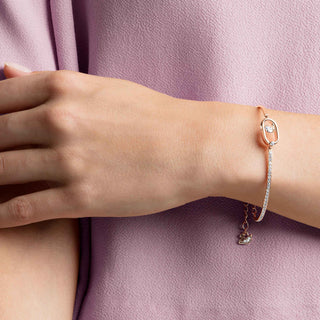 Una bracelet, Round cut, Oval shape, White, Rose gold-tone plated