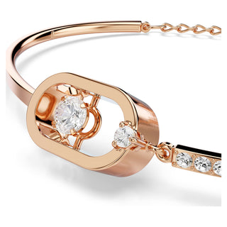 Una bracelet, Round cut, Oval shape, White, Rose gold-tone plated