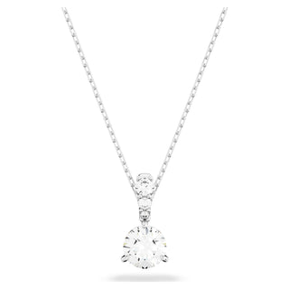 Stilla pendant, Round cut, White, Rhodium plated