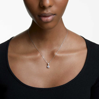 Stilla pendant, Round cut, White, Rhodium plated