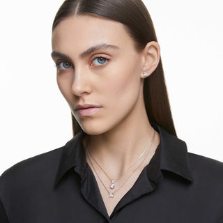 Stilla pendant, Round cut, White, Rhodium plated