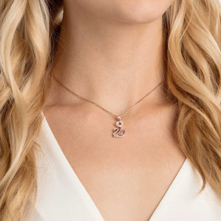 Swan pendant, Swan, Pink, Rose gold-tone plated