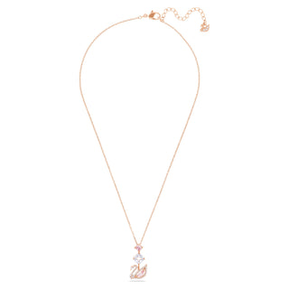 Swan pendant, Swan, Pink, Rose gold-tone plated