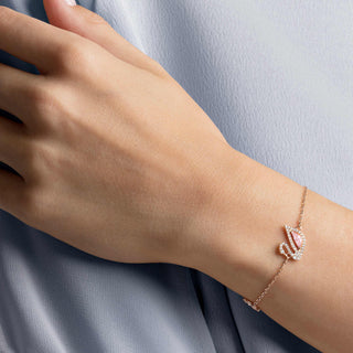 Swan bracelet, Magnetic closure, Swan, Pink, Rose gold-tone plated