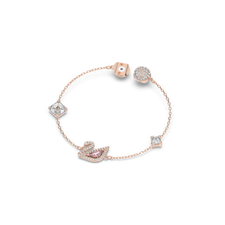 Swan bracelet, Swan, Pink, 18K rose gold finish