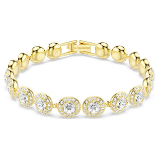 Una Angelic Tennis bracelet, Round cut, Pavé, Medium, White, Gold-tone plated