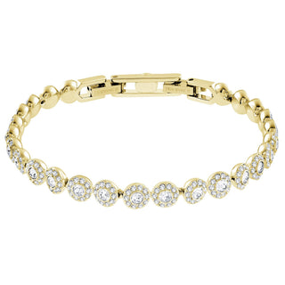 Una Angelic bracelet, Round cut, Pavé, Medium, White, 18K gold finish