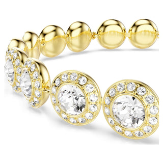 Una Angelic Tennis bracelet, Round cut, Pavé, Medium, White, Gold-tone plated