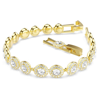 Una Angelic Tennis bracelet, Round cut, Pavé, Medium, White, Gold-tone plated