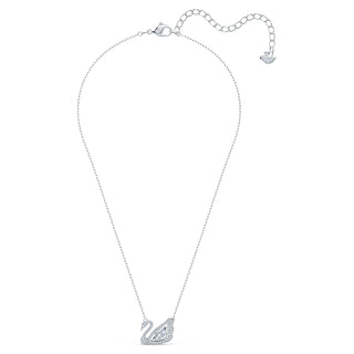 Swan necklace, Swan, White, Rhodium plated