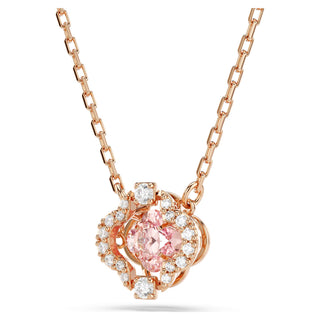 Una necklace, Clover, Pink, Rose gold-tone plated