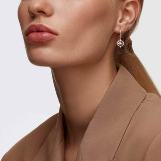 Una drop earrings, Clover, Pink, Rose gold-tone plated