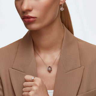Una drop earrings, Clover, Pink, Rose gold-tone plated
