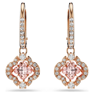 Una drop earrings, Clover, Pink, Rose gold-tone plated