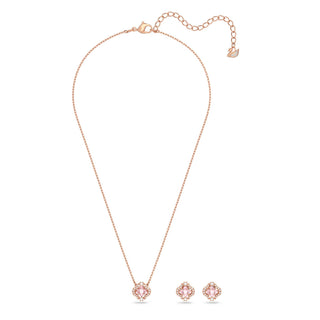Una set, Mixed cuts, Clover, Pink, Rose gold-tone plated