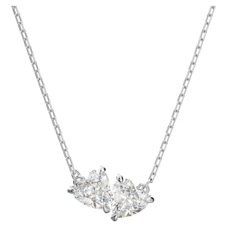 Mesmera Attract necklace, Heart, White, Rhodium plated